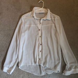 Sheer White Button Down
